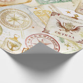 Zwerf Wereld Reis Stempel Patroon (7) Cadeaupapier (Hoek)
