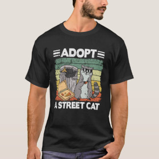 Zwerfkat Adoptie Vuilnisbak Afvalpanda Pizza Wasbe T-shirt