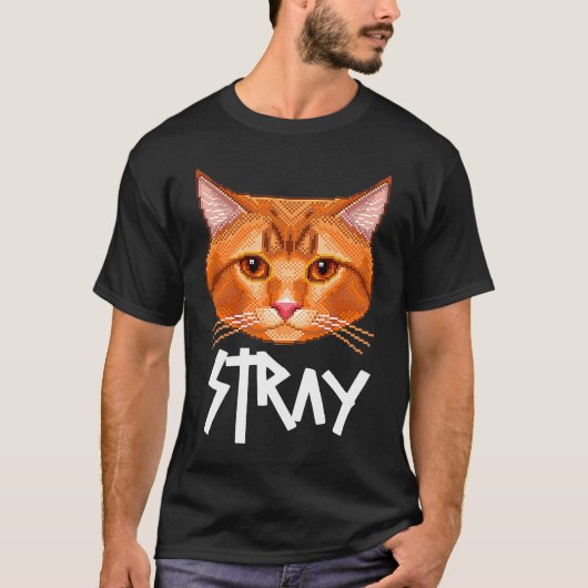 Zwerfkat gepixeld t-shirt (Voorkant)
