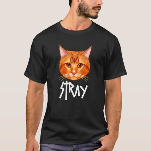 Zwerfkat Gepixeliseerd T-shirt (Voorkant)