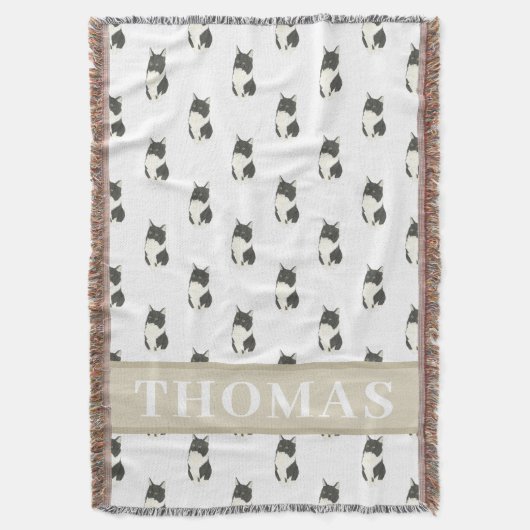 Zwerfkat Tuxedo Huisdier Middellangharige Kat Deken (Voorkant Verticaal)