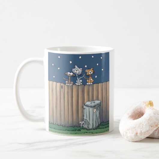 Zwerfkatten hek koffiemok (Met donut)