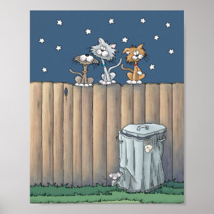 Zwerfkatten op een hek Poster