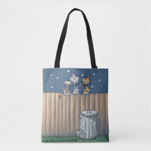 Zwerfkatten op een hek Tote Bag