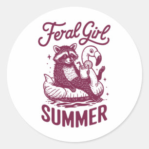 Zwerfmeisje Zomer Wasbeer Vakantie Afvalpanda Zome Ronde Sticker