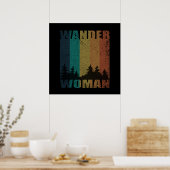 Zwerfvrouw wandelen kamperen vintage poster (Keuken)