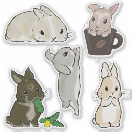 Zwergkaninchen Sammlung Sticker (Voorkant)