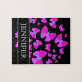 zwerm artistieke vlinders + aangepaste naam Puzzle Legpuzzel (Horizontaal)