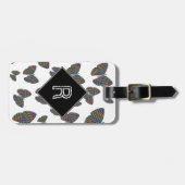 zwerm buikvlies met kleurrijke strips bagagelabel (Voorkant horizontaal)