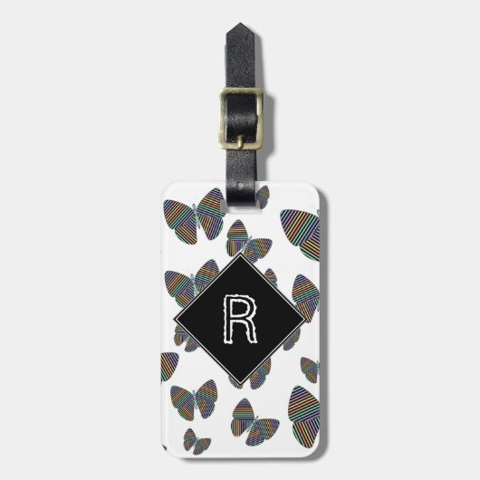 zwerm buikvlies met kleurrijke strips bagagelabel (Voorkant verticaal)