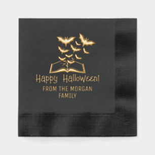Zwermvleermuizen Boek Happy Halloween Wensen Naam Folie Servetten
