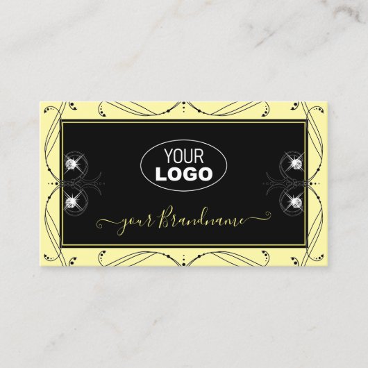 Zwervel, zwarte crème, mousserende diamanten, Logo Visitekaartje (Voorkant)