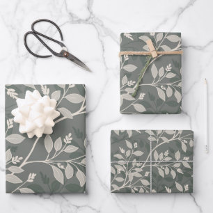Zwervende Bladeren Elegant Aards Botanisch Patroon Inpakpapier Vel