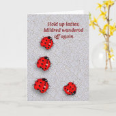 zwervende lieveheersbeestje verjaardag kaart (Gele Bloem)