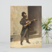 Zwervende muzikant met een gitaar (door Induno) Kaart (Staand voorkant)