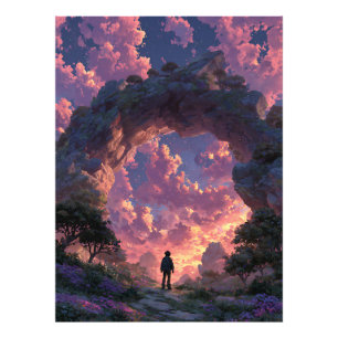 Zwerver bij Sunset Arch Fantasielandschap Foto Afdruk
