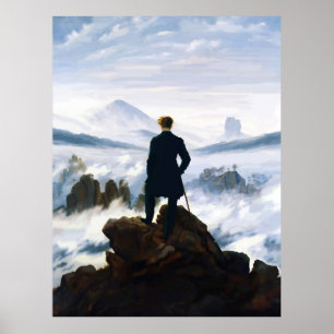 Zwerver boven de zee van nevel, Caspar D Friedrich Poster