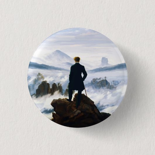 Zwerver boven de zee van nevel, Caspar D Friedrich Ronde Button 3,2 Cm (Voorkant)
