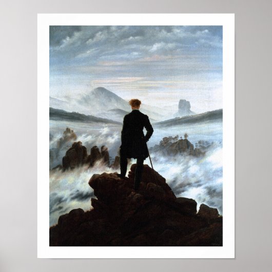 Zwerver boven het Zee van Mist - David Friedrich Poster (Voorkant)