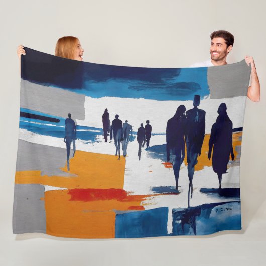 Zwervers na de storm – Abstracte figuren Fleece Deken (In situ)