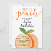 Zweten als een peach Girl First Birthday Kaart (Voorkant)