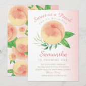 Zweten als een perzik verjaardag uitnodiging (Voorkant / Achterkant)