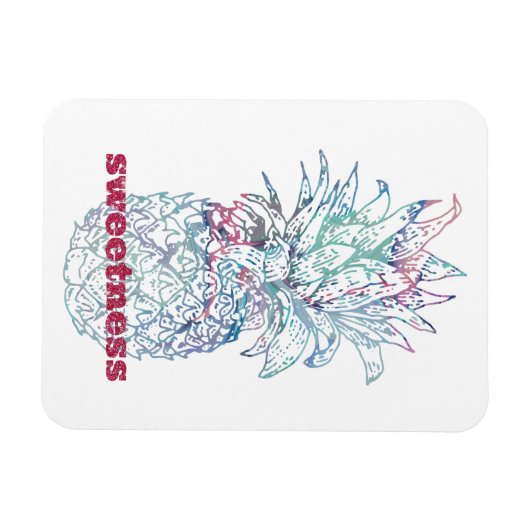Zweten Roze en Blauwe Waterverf Ananas Magneet (Horizontaal)
