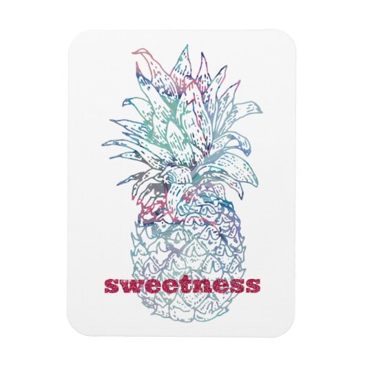 Zweten Roze en Blauwe Waterverf Ananas Magneet (Verticaal)