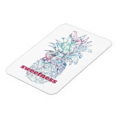 Zweten Roze en Blauwe Waterverf Ananas Magneet (Linkerzijde)