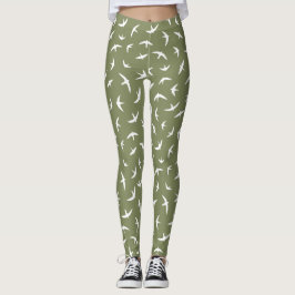 Zwets en draai de Groene Witte BirdDruk van Zwets Leggings