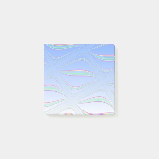 Zwevend blauw golvend ontwerp post-it® notes (Voorkant)