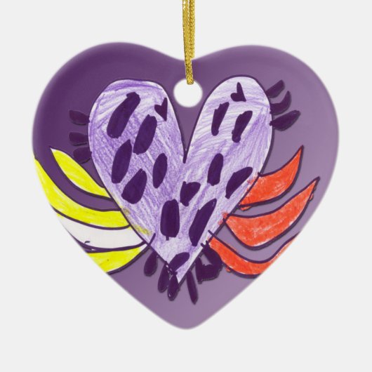 Zwevend hart keramisch ornament (Voorkant)