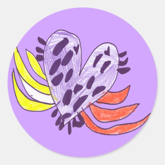 Zwevend hart ronde sticker (Voorkant)