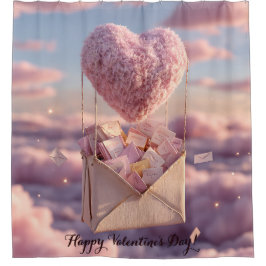 Zwevend Hart van Liefdesbrieven Ontwerp Postkaart Douchegordijn