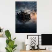 Zwevend oud kasteel poster (Thuiskantoor)