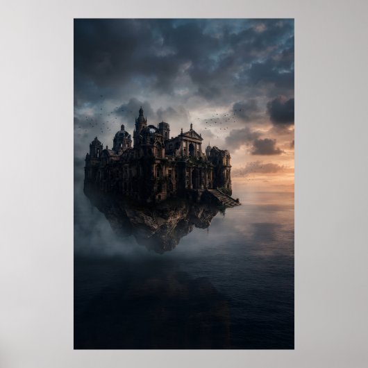 Zwevend oud kasteel poster (Voorkant)