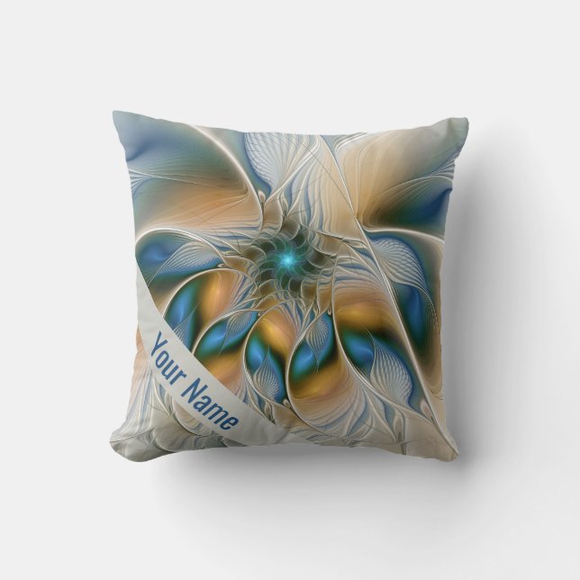 Zwevende, Abstracte Fantasie Fractal Met Blauwe Na Kussen (Voorkant)