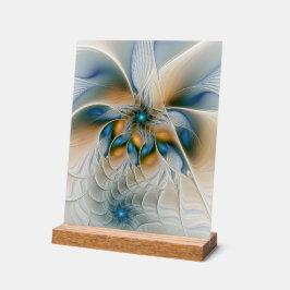 Zwevende, abstracte fantasie fractale kunst in bla acryl bord