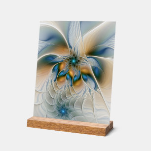 Zwevende, abstracte fantasie fractale kunst in bla acryl bord