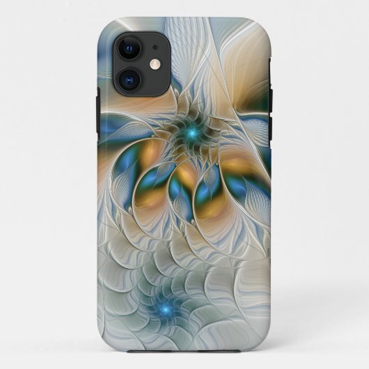 Zwevende, abstracte fantasie fractale kunst in bla Case-Mate iPhone case (Achterkant)