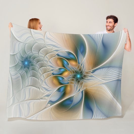 Zwevende, abstracte fantasie fractale kunst in bla fleece deken (In situ)