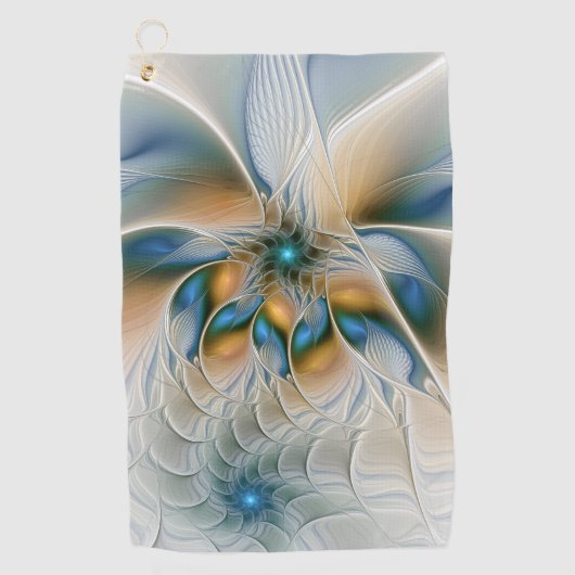 Zwevende, abstracte fantasie fractale kunst in bla golfhanddoek (Voorkant)