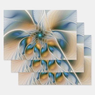 Zwevende, abstracte fantasie fractale kunst in bla inpakpapier vel
