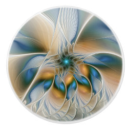 Zwevende, abstracte fantasie fractale kunst in bla keramische knop