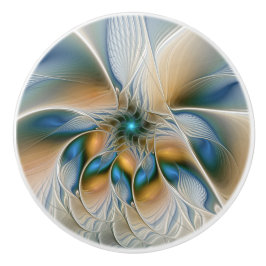 Zwevende, abstracte fantasie fractale kunst in bla keramische knop