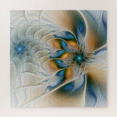 Zwevende, abstracte fantasie fractale kunst in bla legpuzzel (Horizontaal)