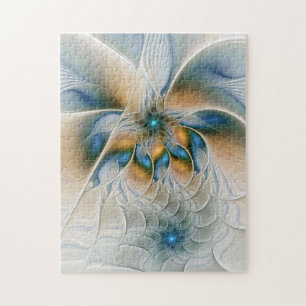 Zwevende, abstracte fantasie fractale kunst in bla legpuzzel