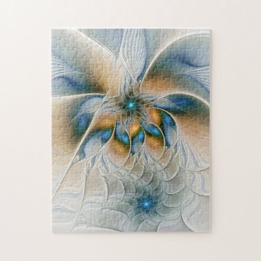 Zwevende, abstracte fantasie fractale kunst in bla legpuzzel (Verticaal)