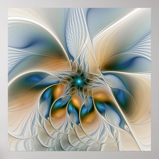 Zwevende, abstracte fantasie fractale kunst in bla poster (Voorkant)