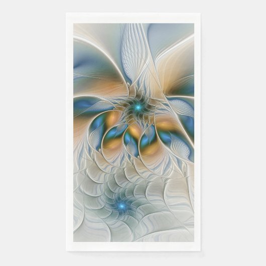Zwevende, abstracte fantasie fractale kunst in bla servet (Voorkant)